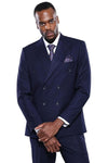 Double Breasted Slim Fit Navy Blue Men Suit - Wessi