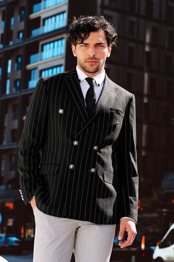 Black Slim Fit Suit Blazer|205041201