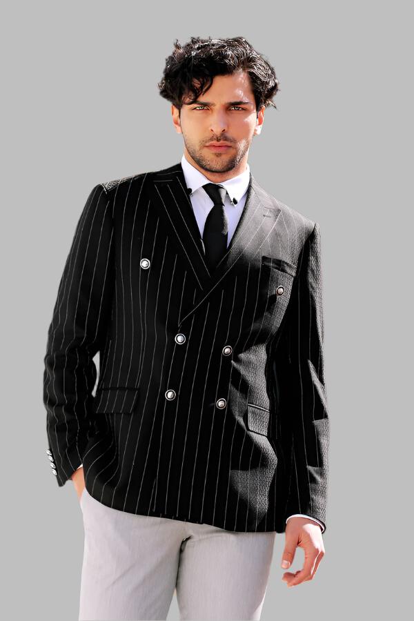 Black Slim Fit Suit Blazer|205041201