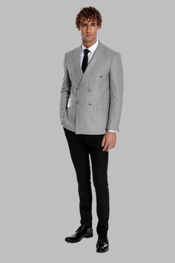 Mens double breasted grey blazer 2025
