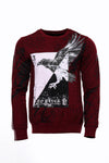 Felpa bordeaux slim fit con motivo aquila - Wessi