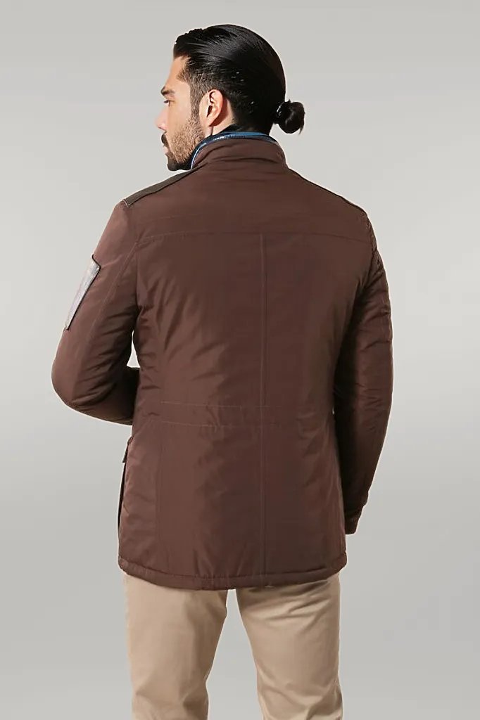 Leather Modeled Brown Slim Fit Quilted Jacket - Wessi