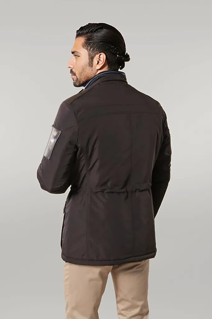 Giacca trapuntata slim fit modellata in pelle marrone scuro - Wessi