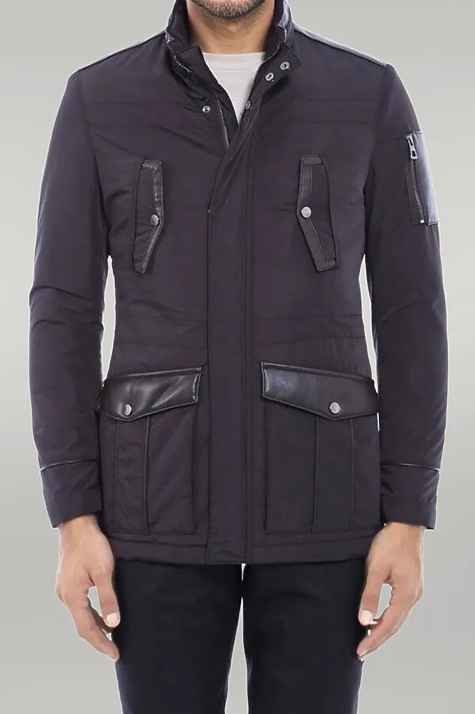 Giacca trapuntata slim fit modellata in pelle marrone scuro - Wessi