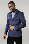 Navy Blue Cotton Trench Coat - Wessi