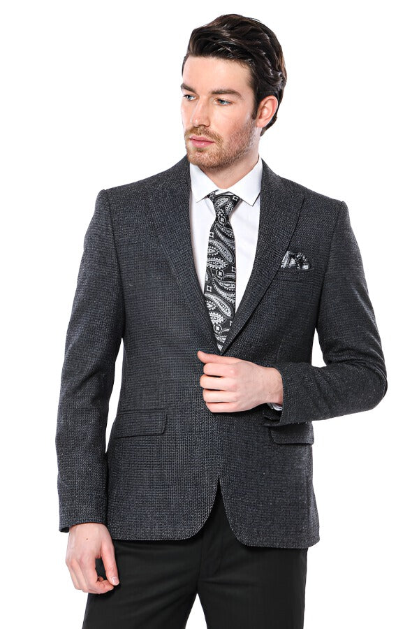 Blazer grigio scuro con revers a lancia - Wessi