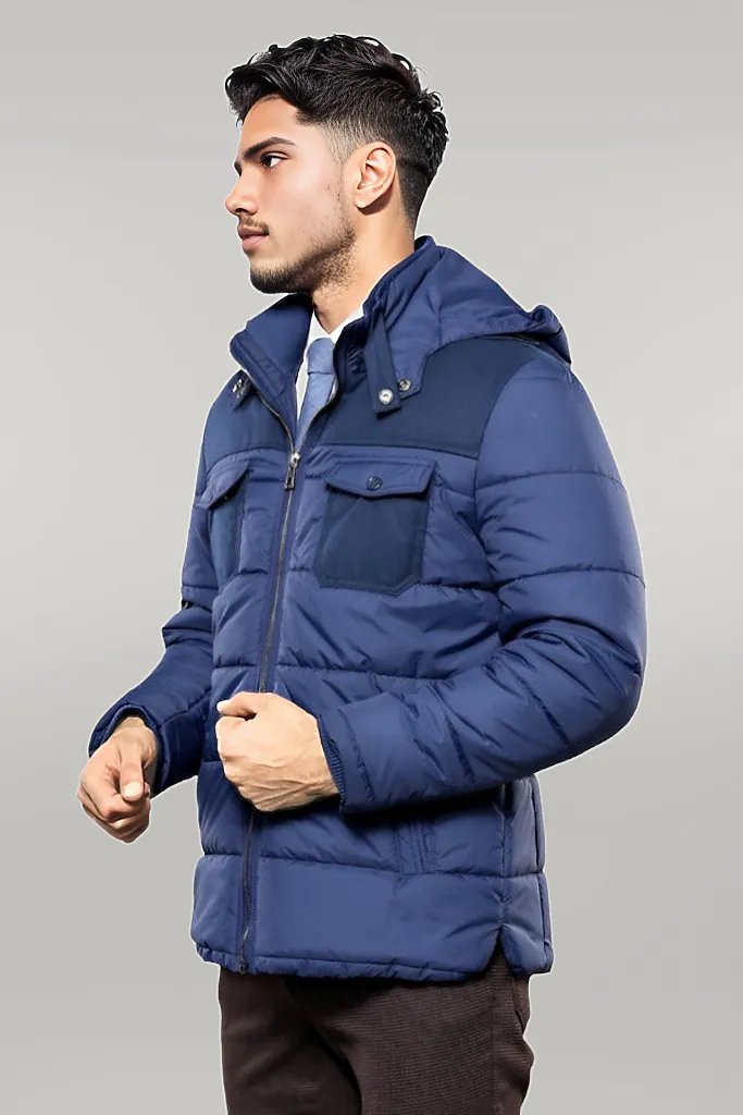 Puffer Navy Blue Men Coat - Wessi