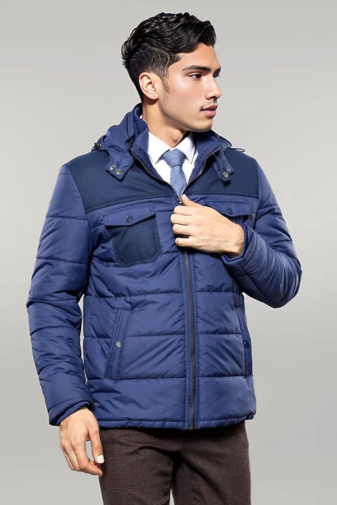 Puffer Navy Blue Men Coat - Wessi