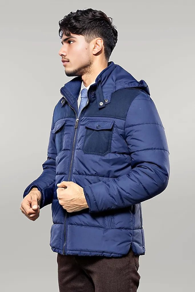 Puffer Navy Blue Men Coat - Wessi