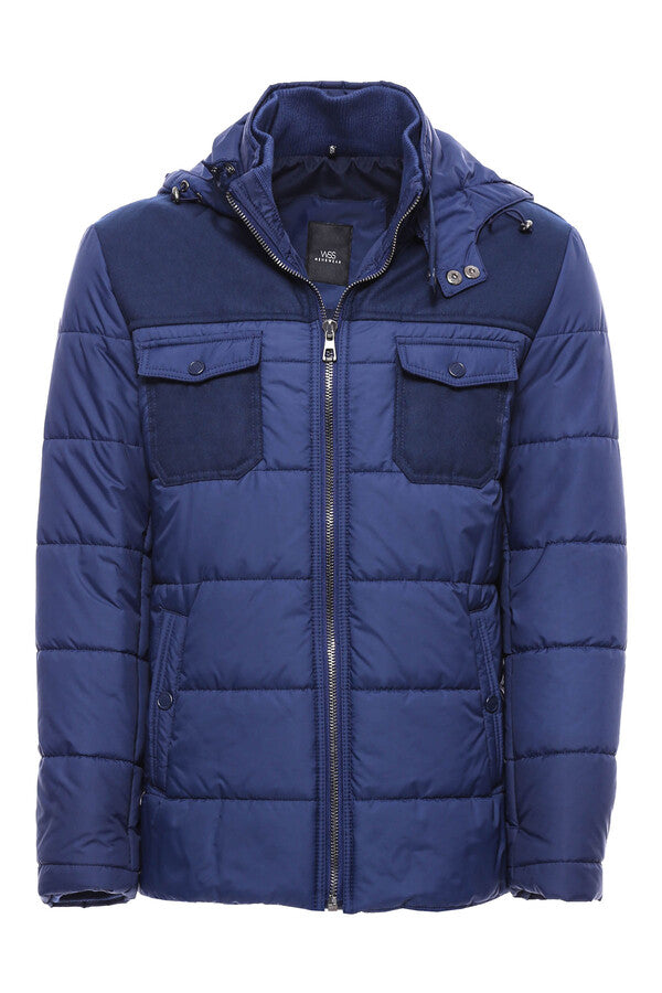 Puffer Navy Blue Men Coat - Wessi