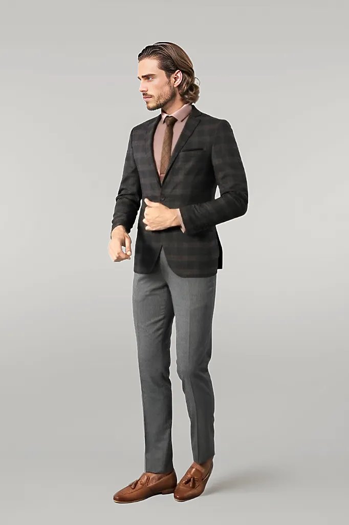 Blazer de lana a cuadros de corte entallado - Wessi