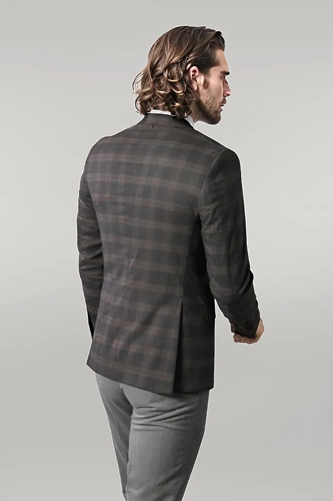 Slimfit Plaid Wool Blazer - Wessi