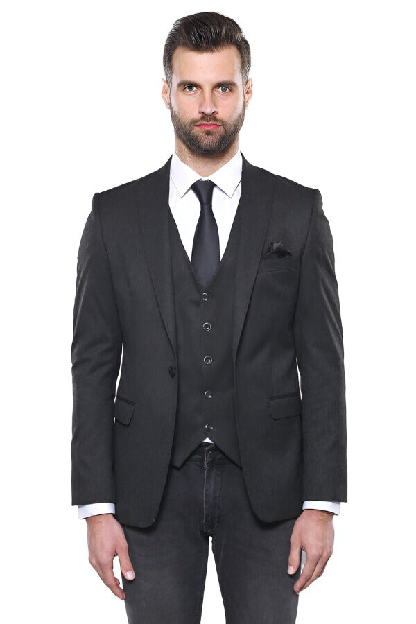 Smoked Plain Blazer Vest Set | Wessi