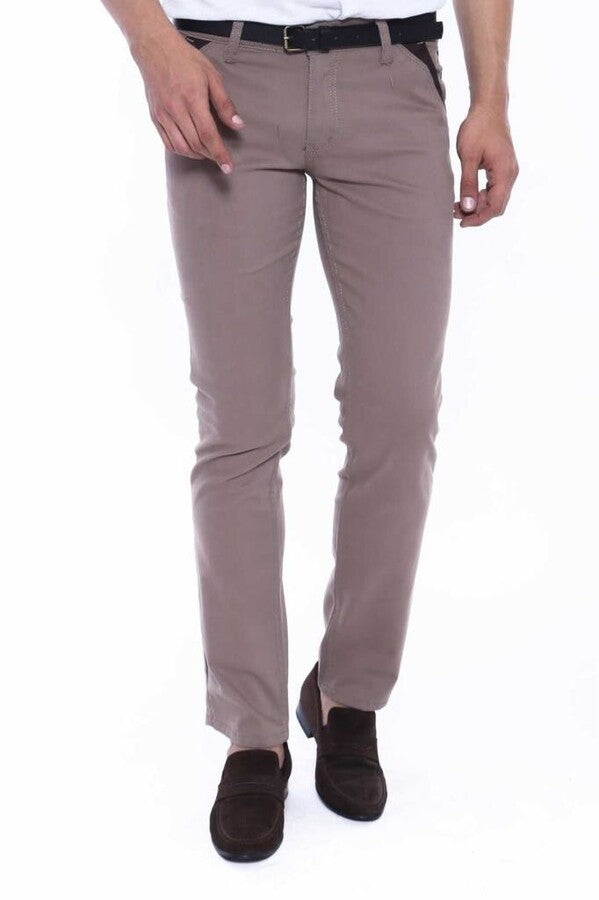 Gabardin Plain Beige Men Pants - Wessi