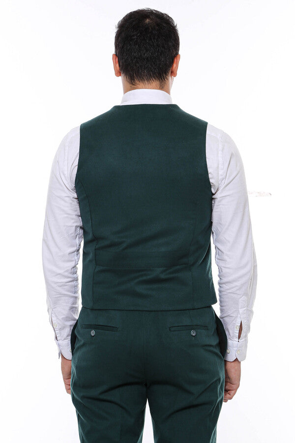 Green Plain 8 Buttoned Vest - Wessi