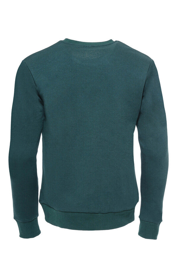 Green Plain Circle Neck Sweatshirt - Wessi