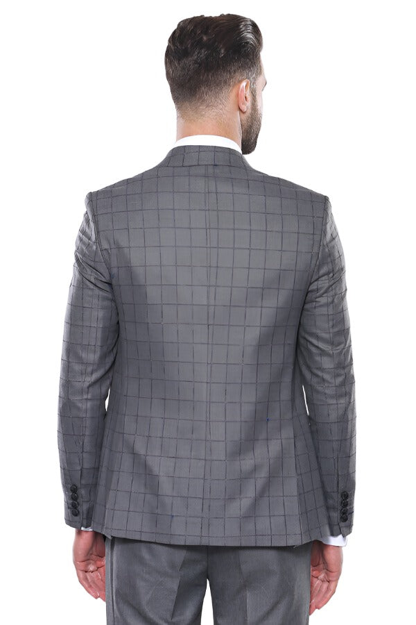 Grey Vested Checked Suit - Wessi