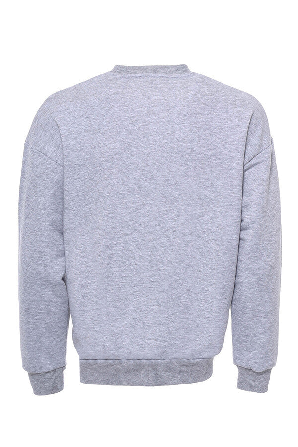 Sweat Homme Brodé Col Ras du Cou Gris - Wessi