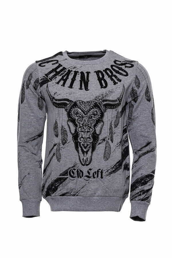 Grey Patterned Slim Fit Sweatshirt - Wessi