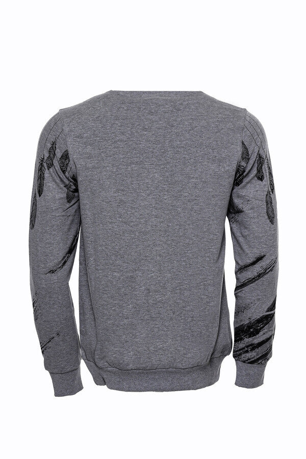 Grey Patterned Slim Fit Sweatshirt - Wessi