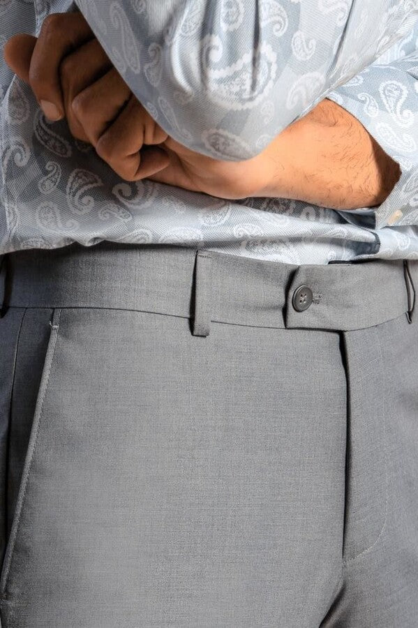 Grey Slim Fit Men's Suit with Vest | Wessi