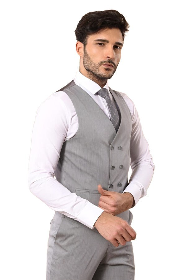 Grey Vested Suit  - Wessi