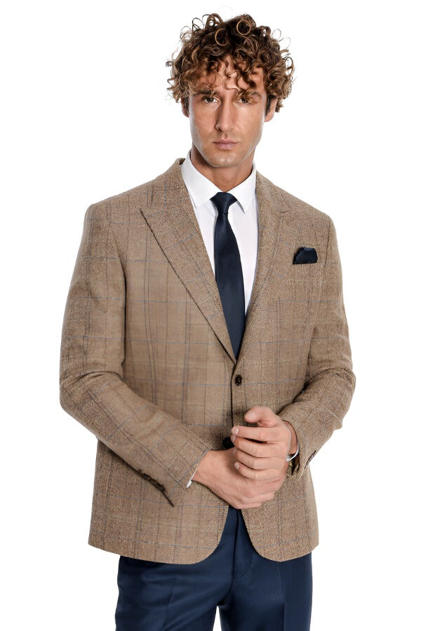 Tan herringbone blazer sale