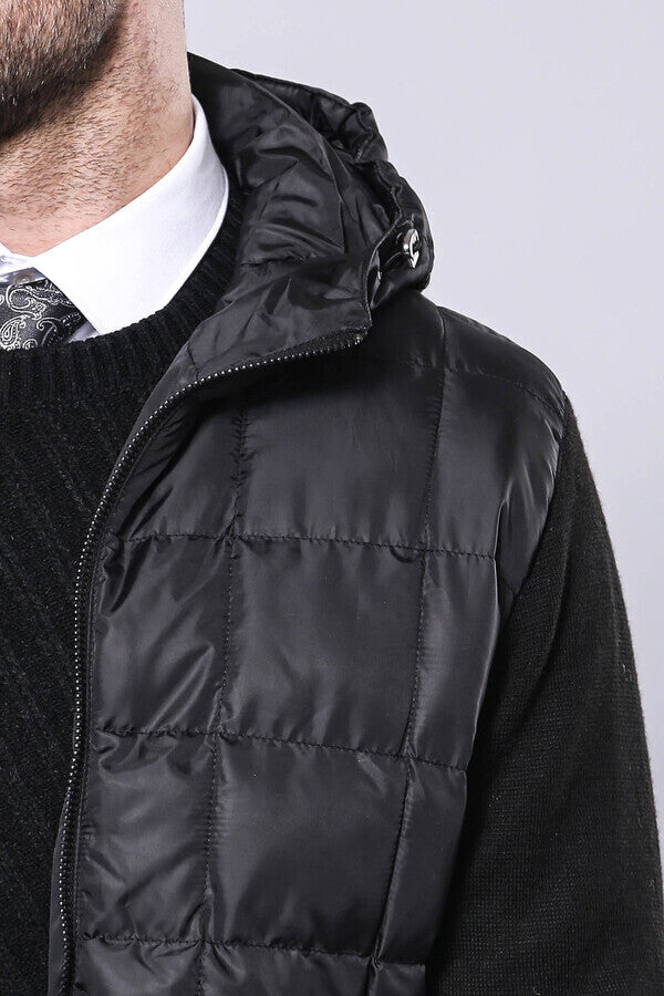 Chaqueta de abrigo negra con capucha | wess