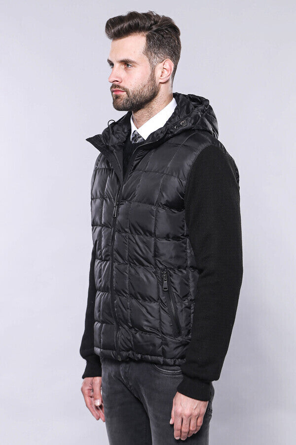 Hooded Black Coat Jacket | Wessi