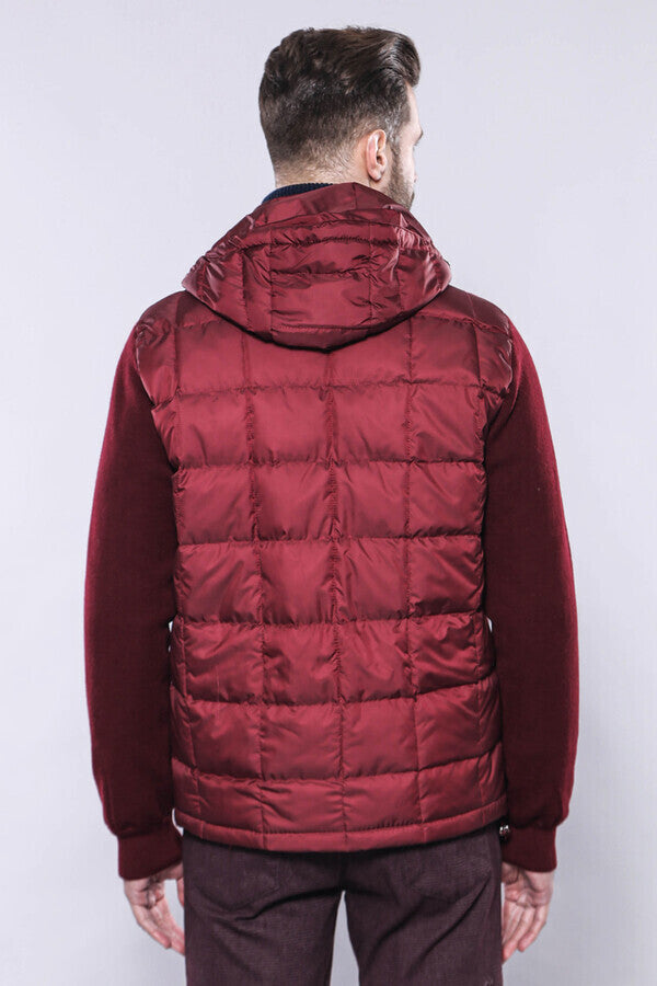Hooded Burgundy Coat Jacket - Wessi
