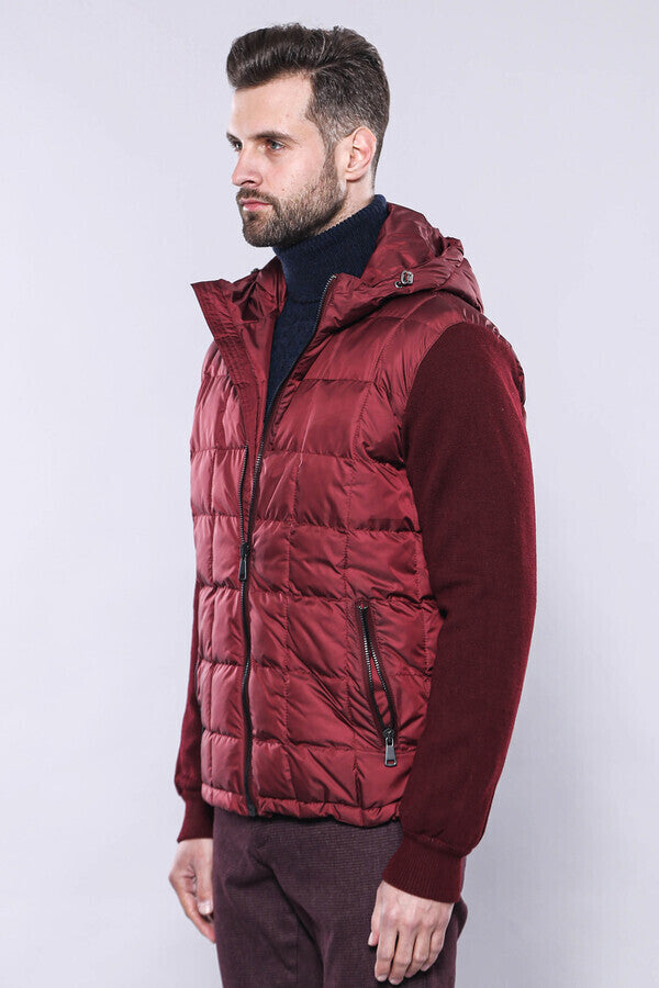 Hooded Burgundy Coat Jacket - Wessi