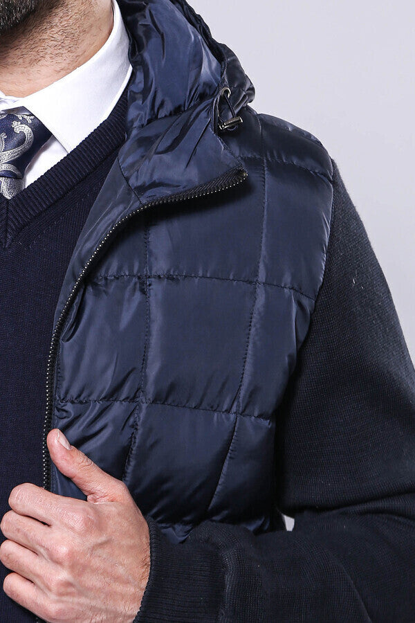 Hooded Navy Blue Coat Jacket | Wessi