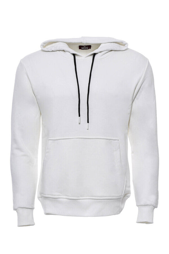 Sudadera de hombre con capucha y bolsillo liso crema - Wessi