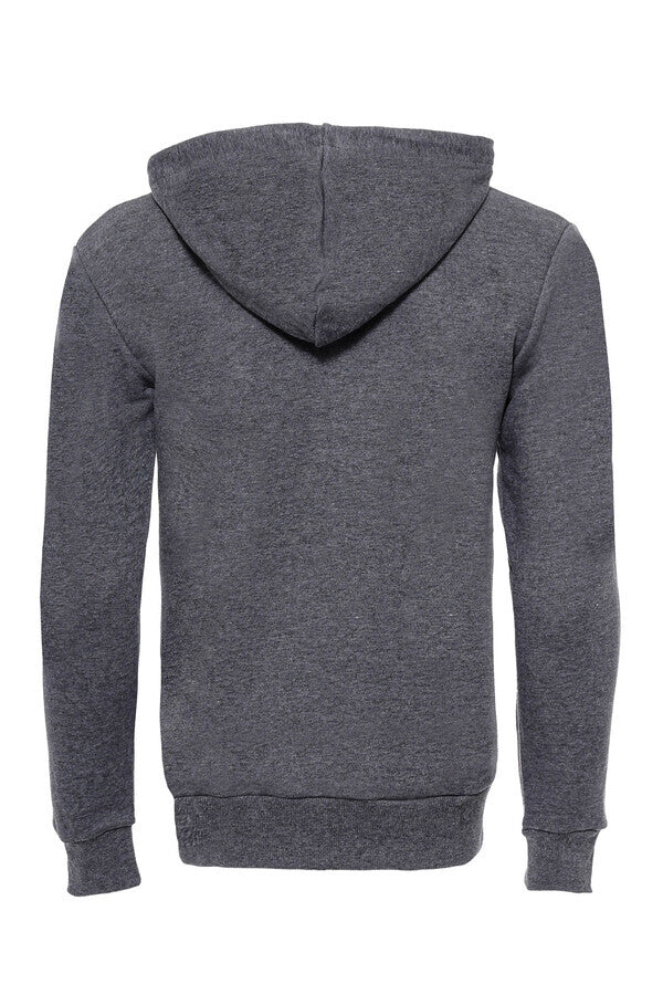 Sweat Homme Capuche Poche Uni Gris Foncé - Wessi