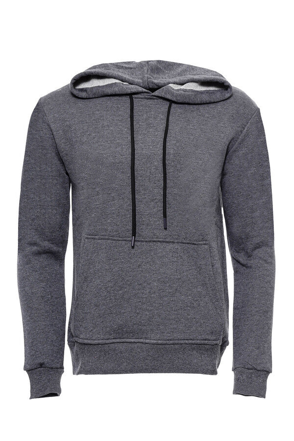 Sweat Homme Capuche Poche Uni Gris Foncé - Wessi