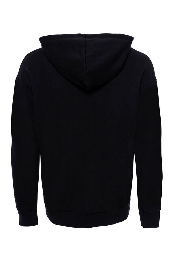 Sweat Noir Imprimé Poche à Capuche - Wessi