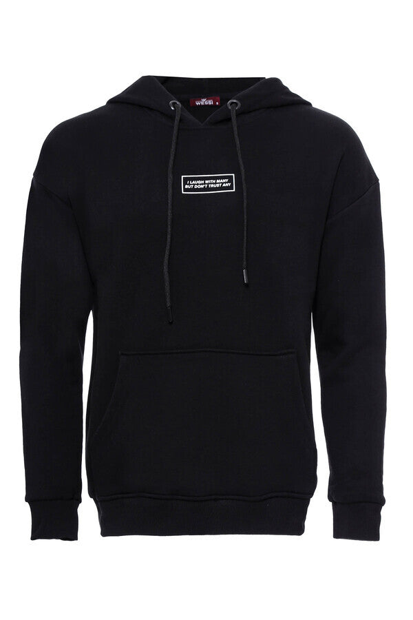Sweat Homme Noir Imprimé à Capuche - Wessi
