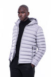 Hooded Quilted Grey Men Coat - Wessi