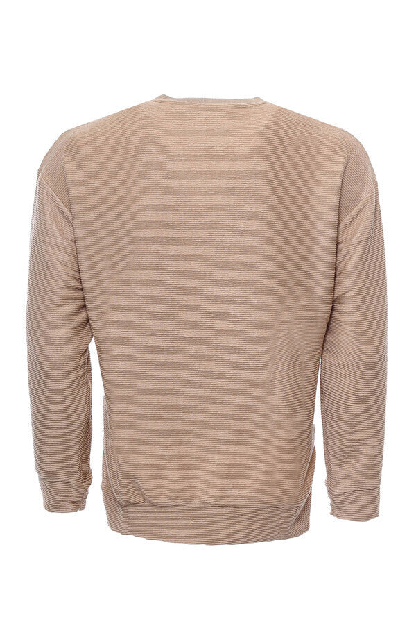 Horizontal Striped Beige Men's Sweatshirt - Wessi