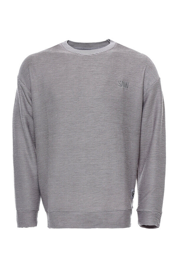 Horizontal Striped Grey Men's Sweatshirt - Wessi