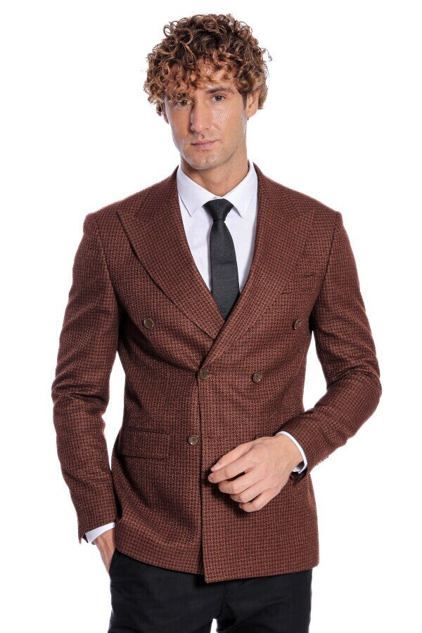 There Was One DOUBLE BREASTED COAT - Brown