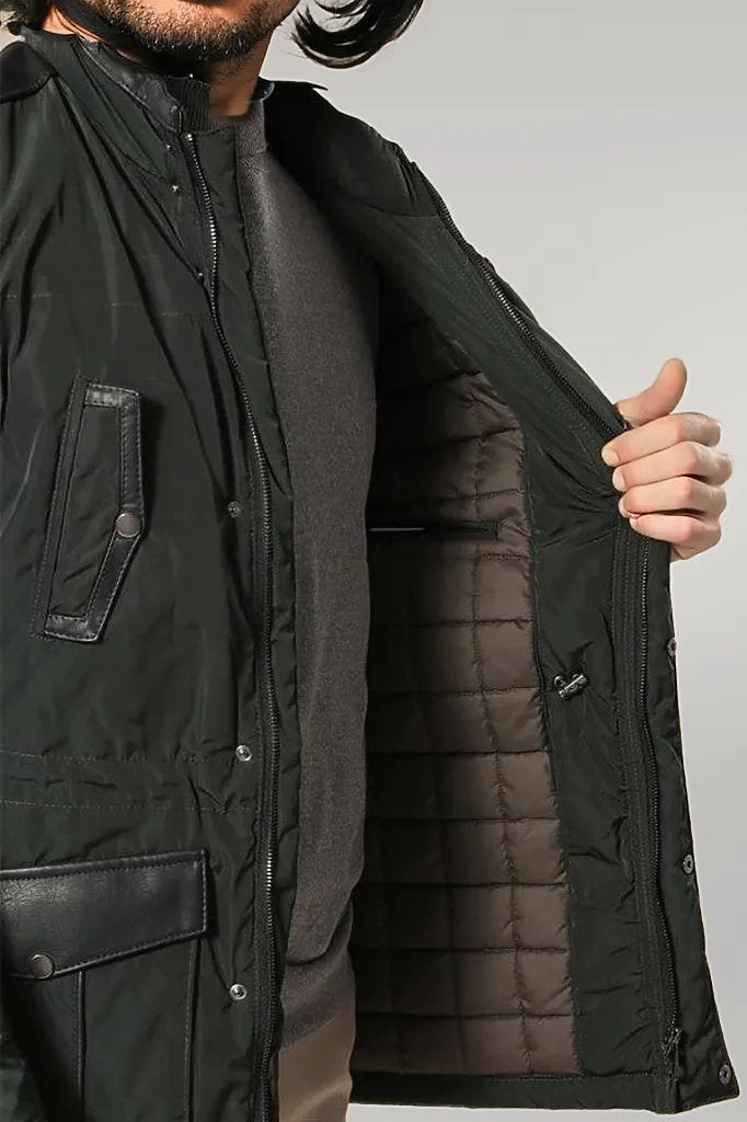 Leather Modeled Green Slim Fit Quilted Jacket - Wessi