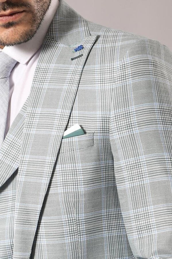 Light Green Checked Mens Suit | Wessi