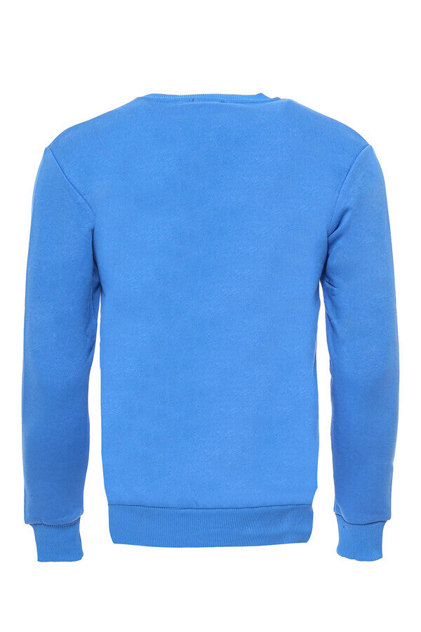Light Blue Plain Circle Neck Sweatshirt - Wessi