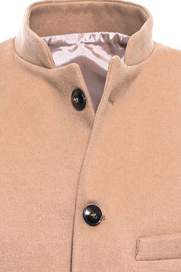 Gilet marrone chiaro con colletto alla coreana - Wessi