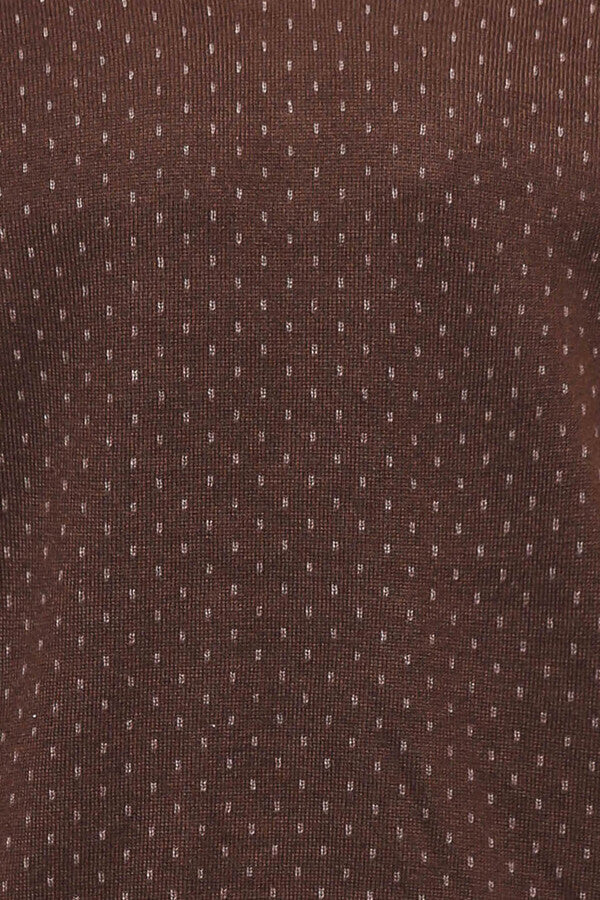 Light Brown Dot Patterned V Neck Sweater - Wessi