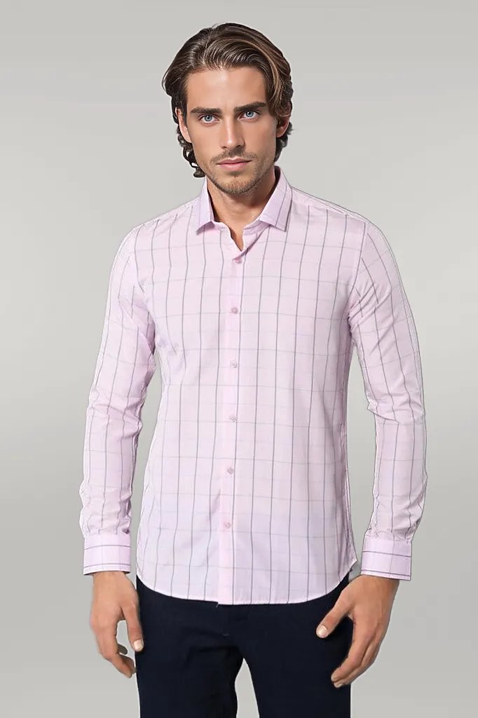 Light Pink Plaid Shirt for Men | Wessi