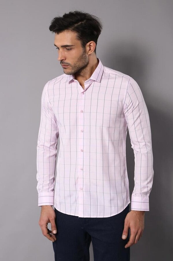 Light Pink Plaid Shirt for Men | Wessi