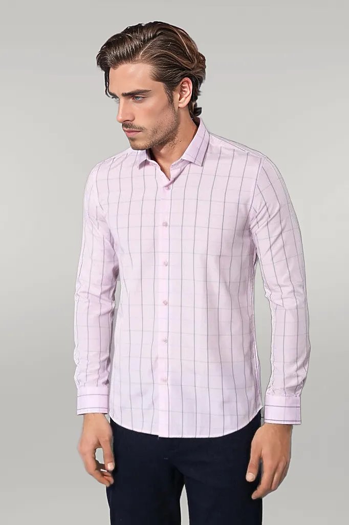 Light Pink Plaid Shirt for Men | Wessi