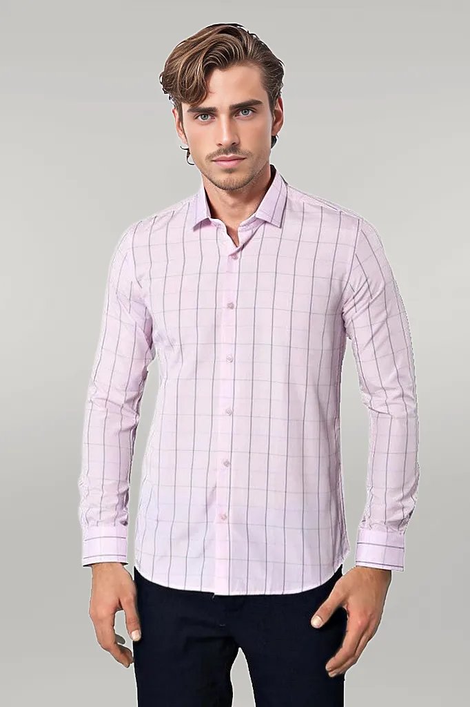 Light Pink Plaid Shirt for Men | Wessi